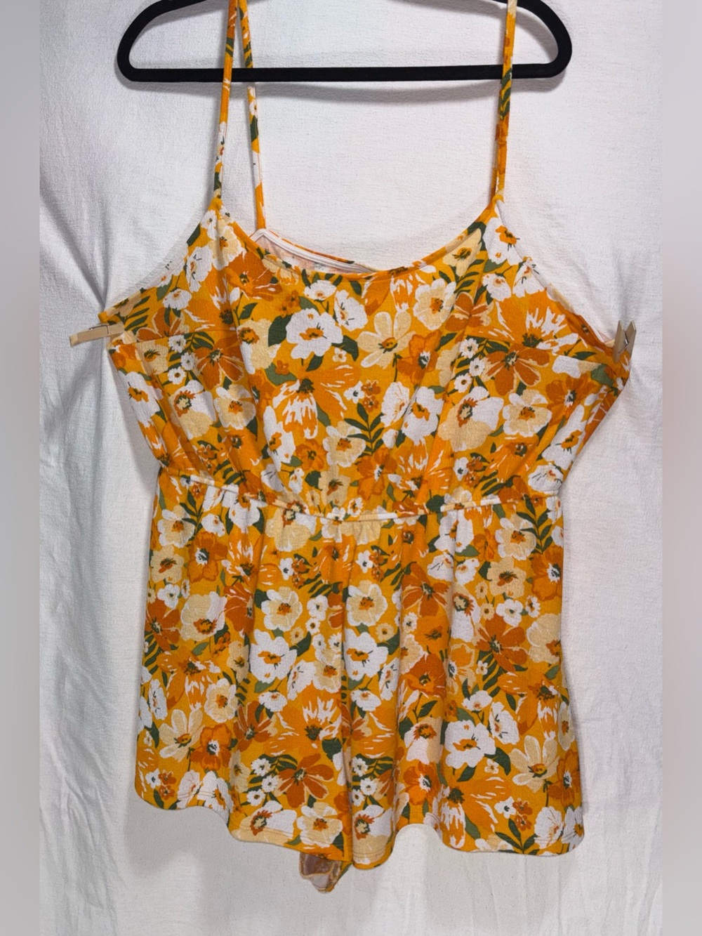 H&M Divided Yellow Jersey Floral Spaghetti-Strap Jumper Womens XL